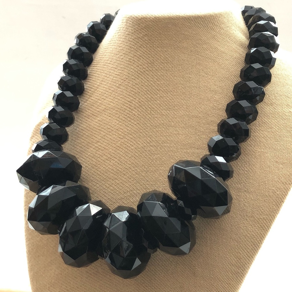 Joan Rivers Black Graduated Bead Necklace